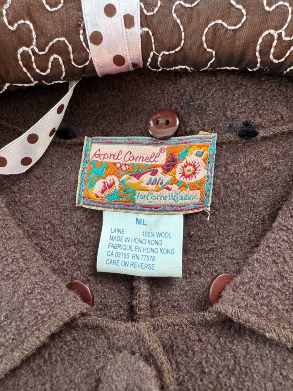 Vintage April Cornell boiled wool, chestnut top coat - Picture 7 of 7